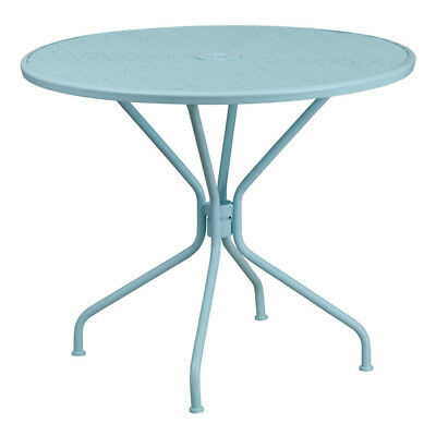 Flash Furniture 35.25'' Round Sky Blue Indoor-Outdoor Steel Modern Patio Table