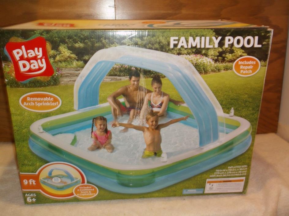 PLAY DAY INFLATABLE FAMILY POOLS 9 FT WIDE REMOVABLE ARCH SPRINKLER 301