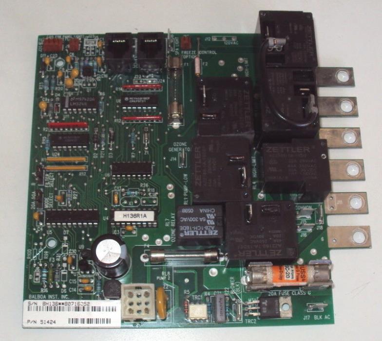 Balboa 51424 - Jacuzzi Hot Tubs, Circuit Board  H136 ANALOG DUPLEX ,1 PUMP
