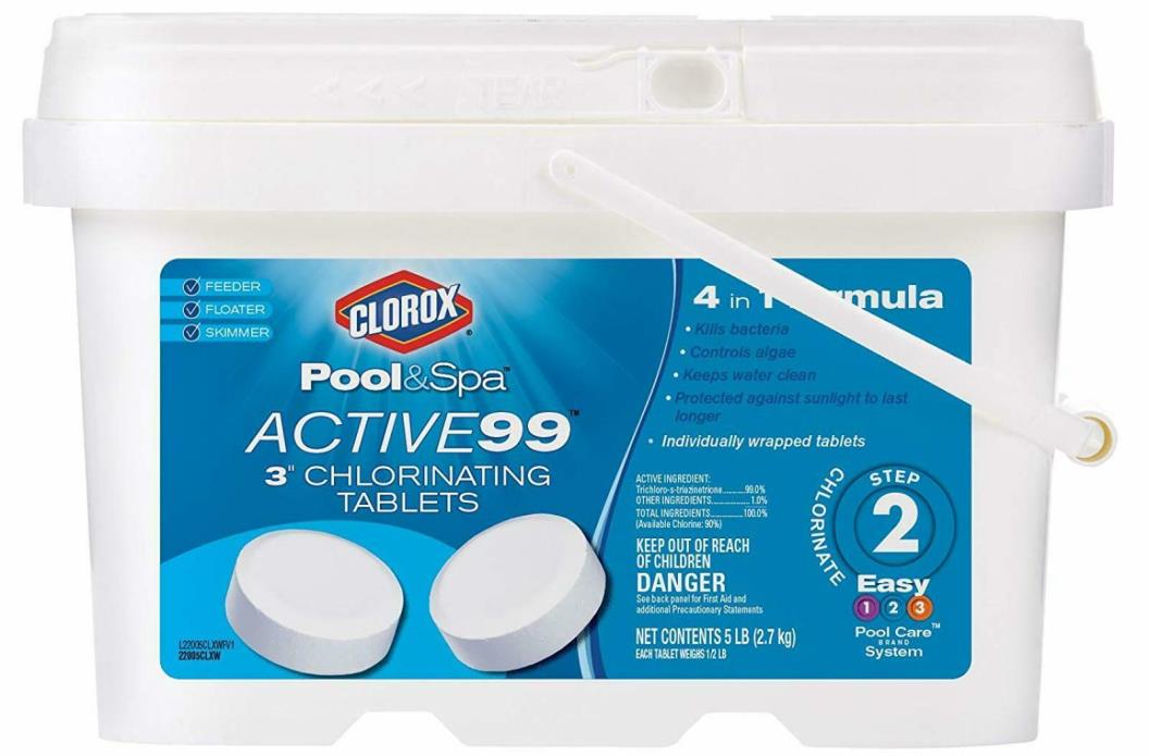 Swimming Pool Chlorine Chlorinating Active 99 3 Inch Tablets - Sanitizes Water