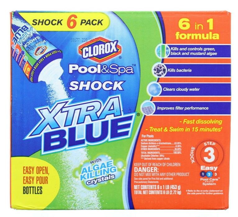 6 Pack Clorox Pool & Spa 6 in 1 Formula Fast Dissolving Xtra Blue Shock 33006CLX