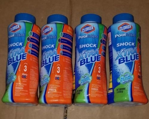 4 PACK LOT Clorox PoolSpa Shock Xtra Blue, 1Pound 33030CLX NEW