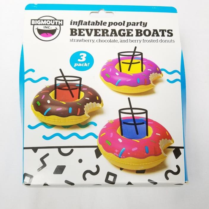 DONUTS Inflatable Beverage Boats 3 Pack  Big Mouth Toys Pool Party New