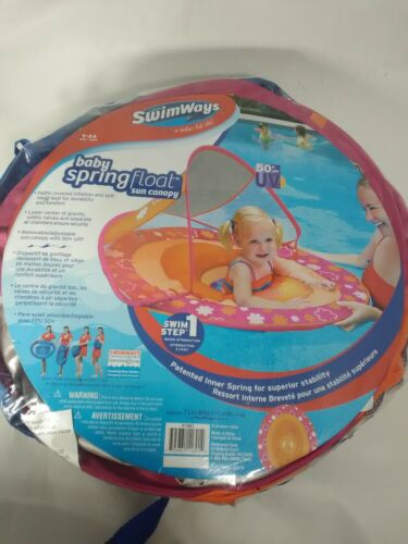 SwimWays Baby Spring Float Sun Canopy Orange and Pink (Flowers)