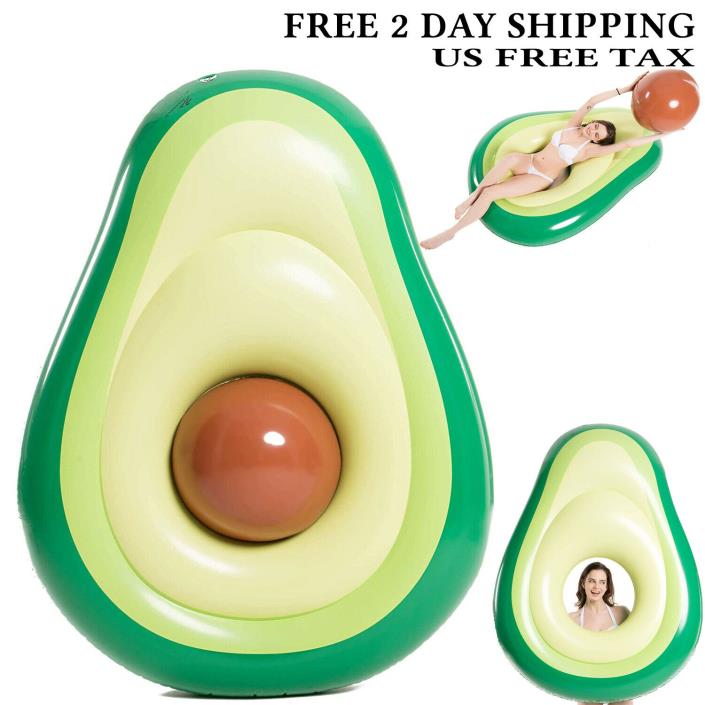 Giant Inflatable Avocado Pool Float - Floatie with Ball Water Summer Beach