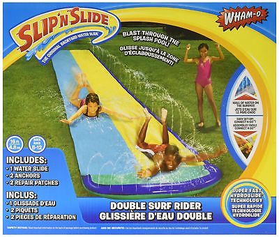 Wham-O Double Surf Rider Slide! Slip N Slide Blast Through Splash Pool Wall o...
