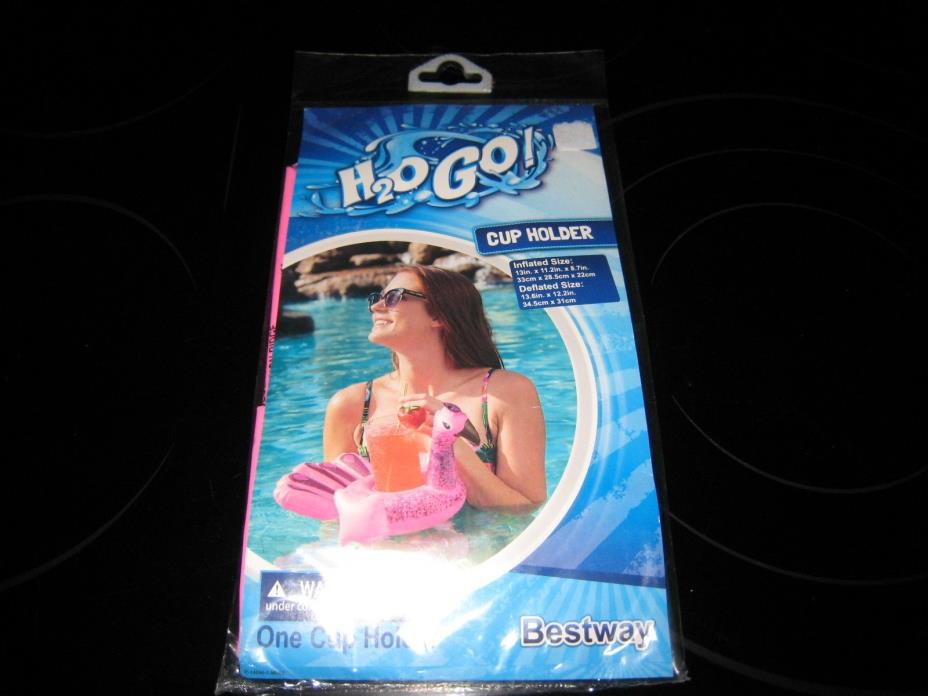 H20 GO! BRIGHT PINK PEACOCK INFLATIBLE DRINK CUP HOLDER-NEW WITH FREE SHIPPING!!