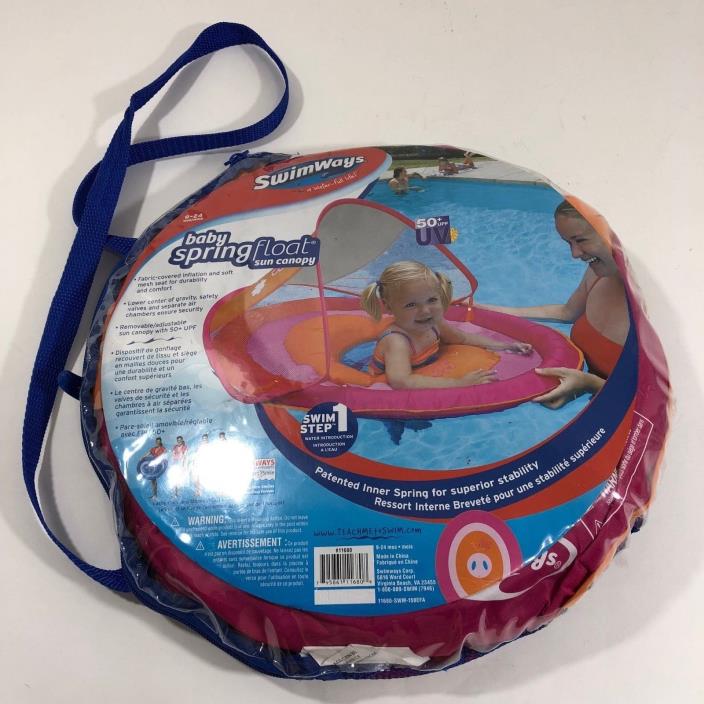 Swimways Baby Spring Float Sun Canopy Pink Butterfly Pool Float 9-24 Months