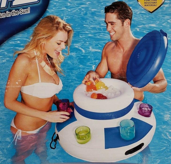 Floating Inflatable Beer Cooler 6 Drink Holders Pool Lake Beach River Party