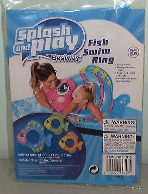 Splash and Play Swim Ring Pool Float Blue Fish NEW Ages 3-6