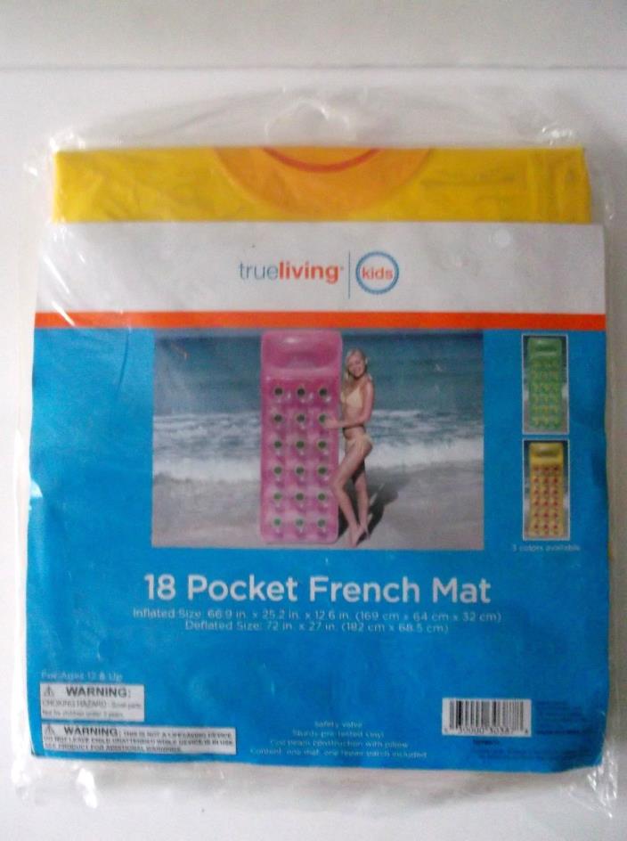 18-POCKET FRENCH POOL RAFT MAT INFLATABLE 72X27  Color Yellow