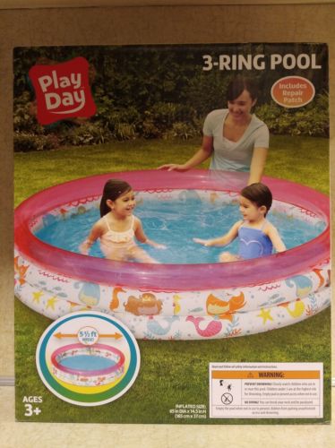 Play Day 3-Ring Inflatable Swimming Pool 65