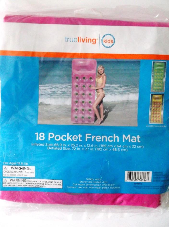 18-POCKET FRENCH POOL RAFT MAT INFLATABLE 72X27  Color Pink