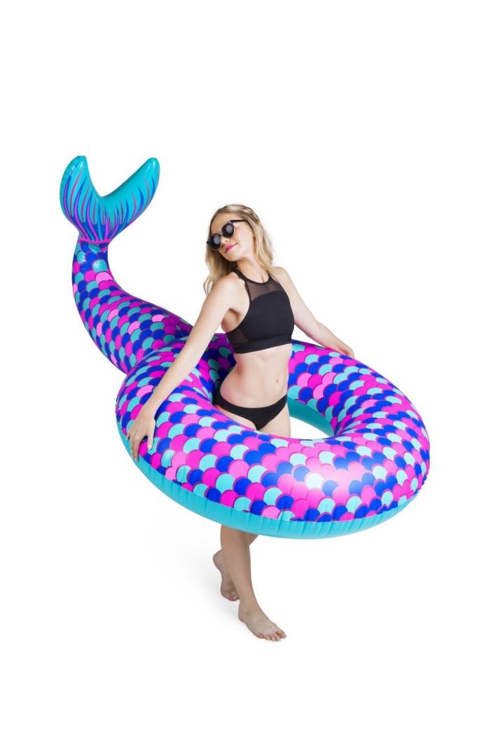 NEW IN BOX BIG MOUTH INFLATABLE GIANT MERMAID TAIL RING POOL FLOAT FLOATIE TOY