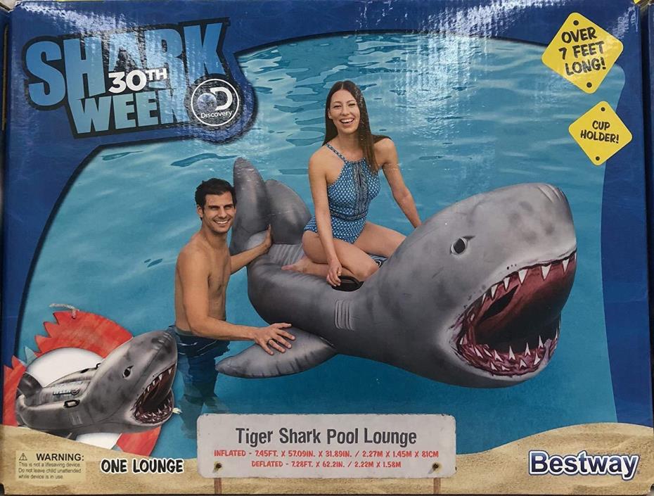 ORIGINAL Discovery Shark Week TIGER SHARK Inflatable Pool Lounge Float