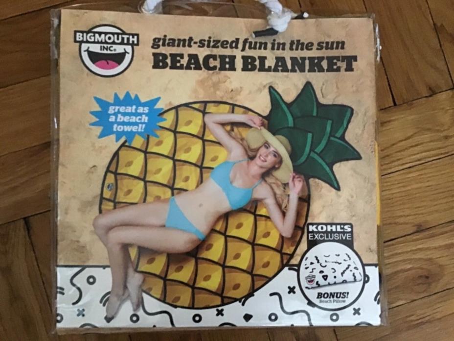 Big Mouth Giant Sized Fun in the Sun Pineapple  Beach Blanket NEW IN package