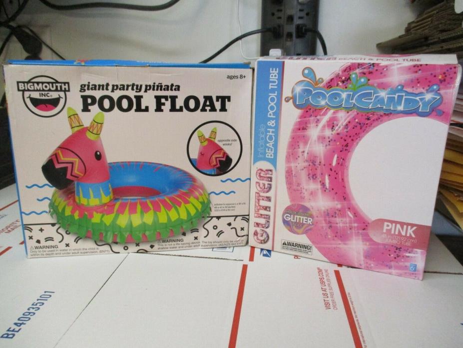 POOL CANDY PINK GLITTER INFLATABLE TUBE & GIANT PARTY PINTA POOL FLOAT NEW