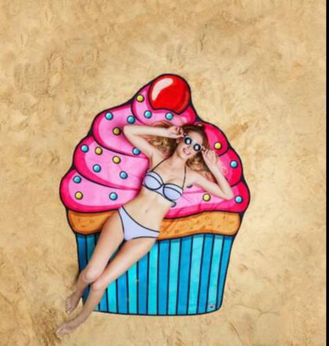 Big Mouth CUPCAKE Beach Towel HUGE 5 Ft NEW in Package Poolside Tanning