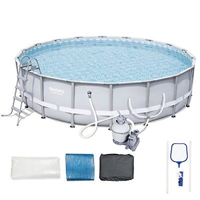 Bestway 56400E Power Steel Frame Pool Set with Sand Filter Pump, 18' x 52