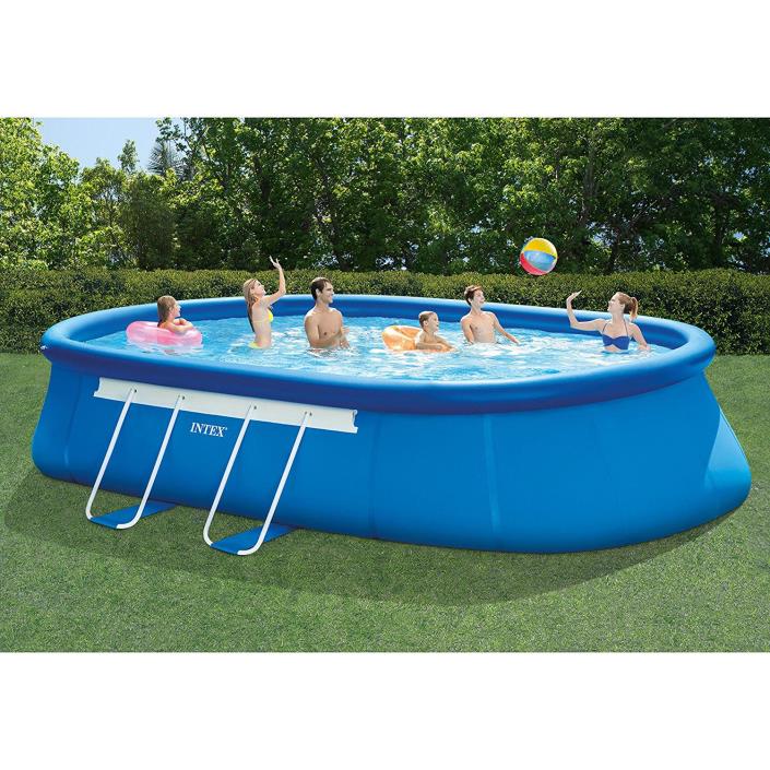 Intex 20ft X 12ft X 48in Oval Frame Pool Set with Filter Pump Ladder Ground Clot