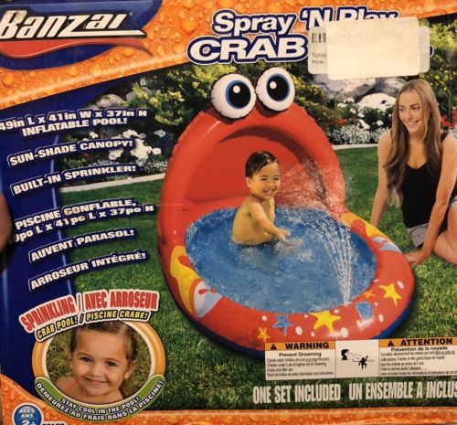 Banzai Spray 'N Play Crab Inflatable Sprinkler Wading Pool