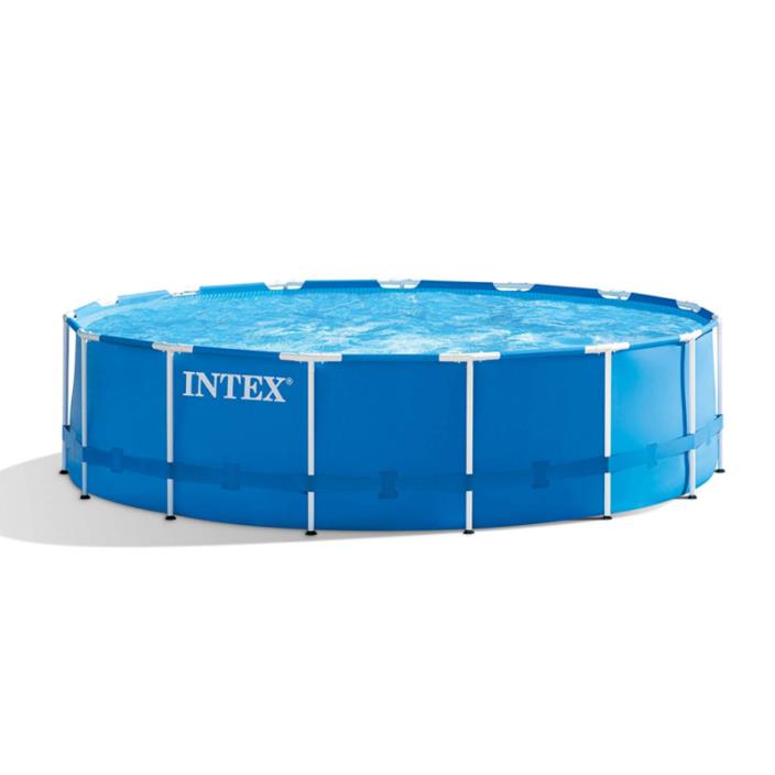 Intex 15ft X 48in Metal Frame Pool Set with Filter Pump, Ladder, Ground Cloth &