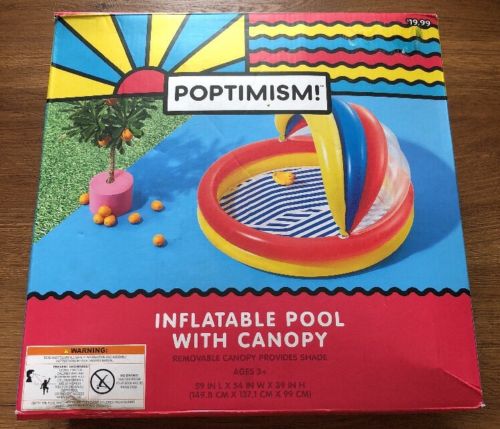 Poptimism! Inflatable Swimming Kiddie Pool With Canopy Shade 59