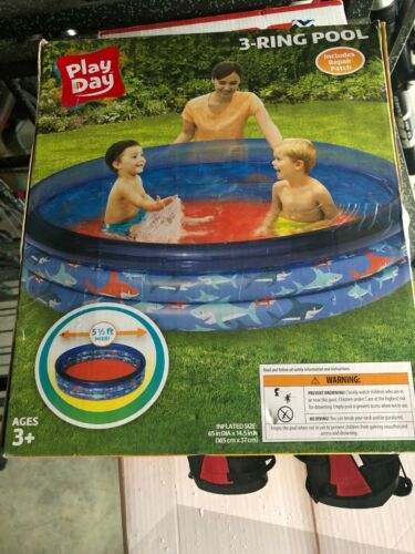 3-Ring Inflatable Blue Ocean Play Kids Toddler Swimming Pool Outdoor Swim Center