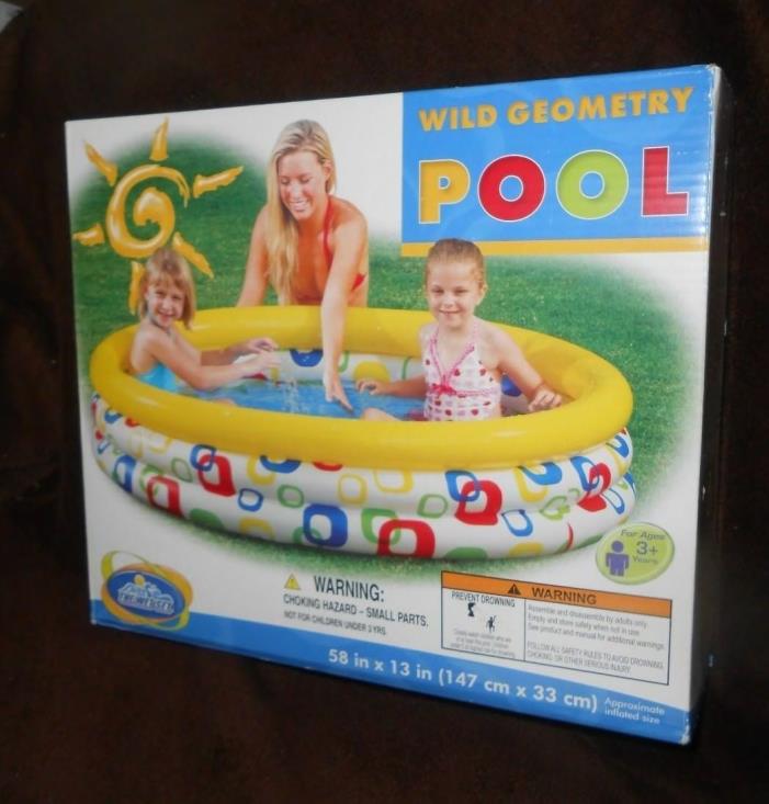 The Wet Set Wild Geometry Kids Swimming Pool 58x13   New Factory Sealed