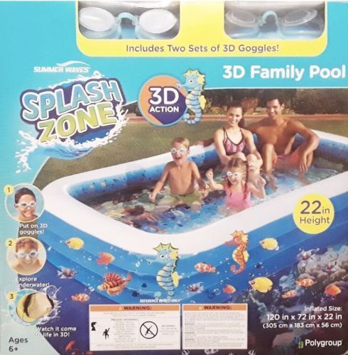 3D FAMILY POOL SPLASH ZONE BY SUMMER WAVES WITH 2 3D GOGGLES !!