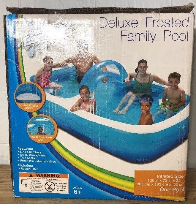 NOS Summer Escapes Deluxe Frosted Family Inflatable Pool 120x72x22