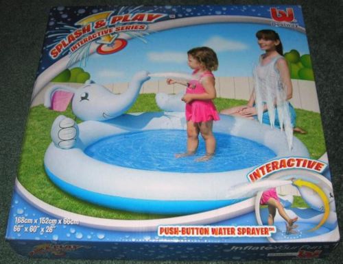 SPLASH AND PLAY INFLATABLE POOL WITH SPRAYER ELEPHANT BRAND NEW