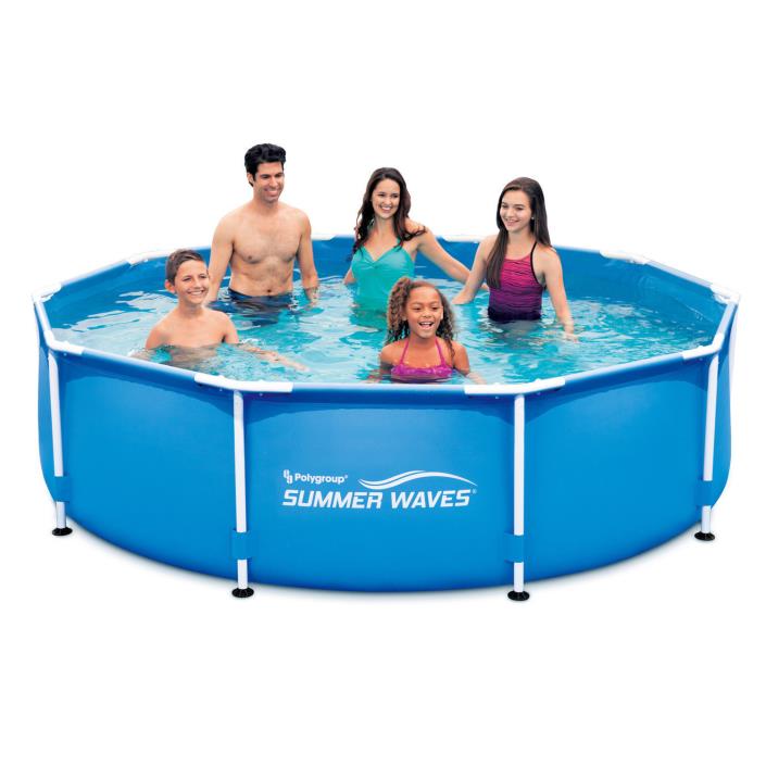 Summer Waves 10ft x 30in Round Metal Frame Above Ground Pool