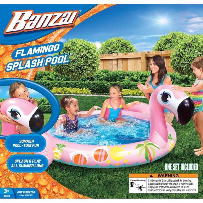 Banzai Flamingo Splash Pool, Inflatable Kiddie Pool!  Fun for All, New in Box