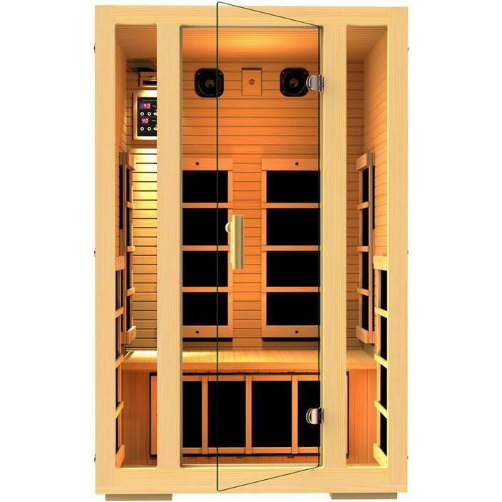 JNH Lifestyles Infrared Sauna 75 in. LED Lighting Built-In Aux Control  2-Person