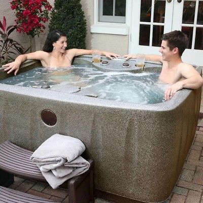 AquaRest Spas Select 4-Person Plug Play Hot Tub 12 Stainless Jets LED Waterfall