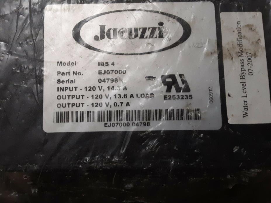 Jacuzzi EJ07000; Designer IV; Control box electronic 120 vac 14.3 amp; Unfinish;