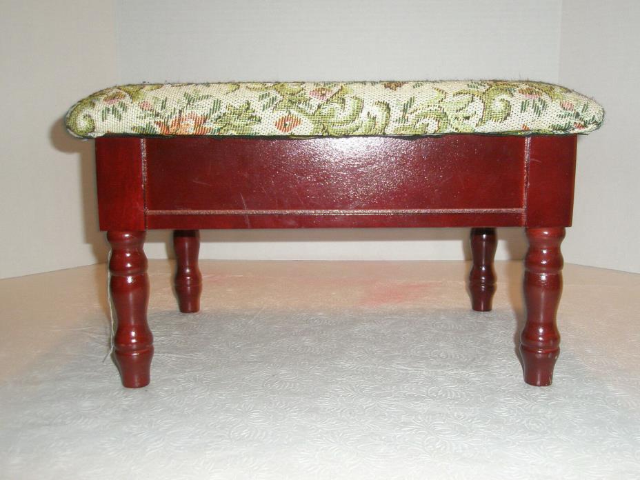 Vintage Bench Foot Stool Compartment Tapestry