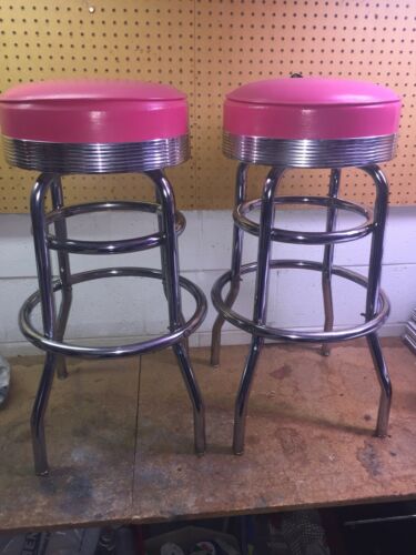 WOW!!! Vintage Admiral Indust Retro PINK Vinyl  Chrome Chair Bar Stool