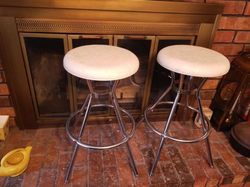 Set 2 Vintage Mid Century Hamilton COSCO Atomic Swivel STOOL Original 24 inch