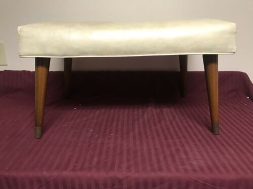 Vintage Retro Mid Century Foot Stool Ottoman Tapered Legs