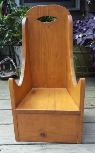 VINTAGE PRIMITIVE PINE WOOD CHILD'S AMISH STYLE CHAIR STEP STOOL