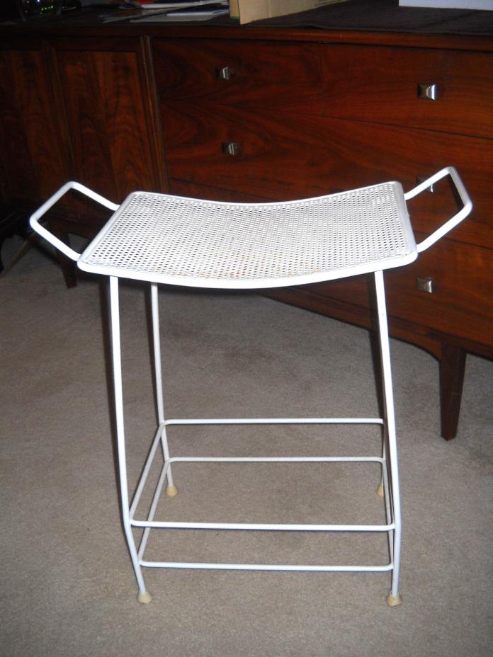 Vintage Mid Century Modern Vanity Mesh Curved Stool Bench Chair Salterini Table