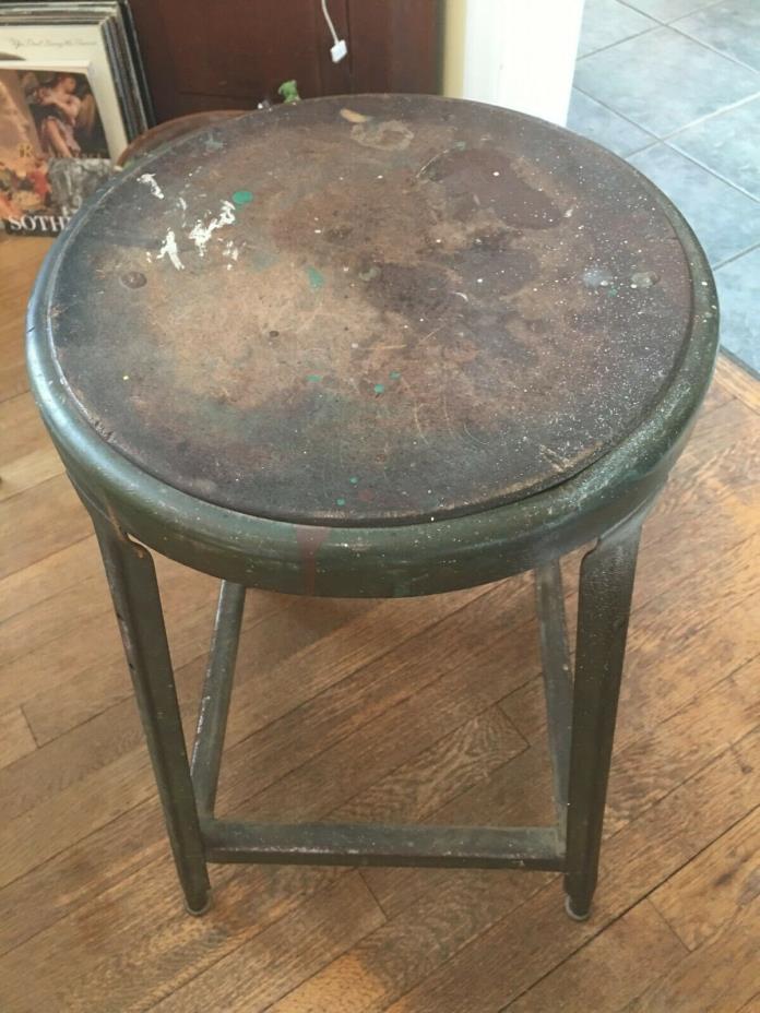 Vintage Original Industrial Metal Stool 