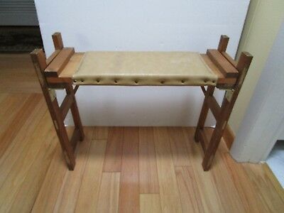 Folding Wood Padded Stool Seat Bench metal brackets & hinges 24”W handcrafted