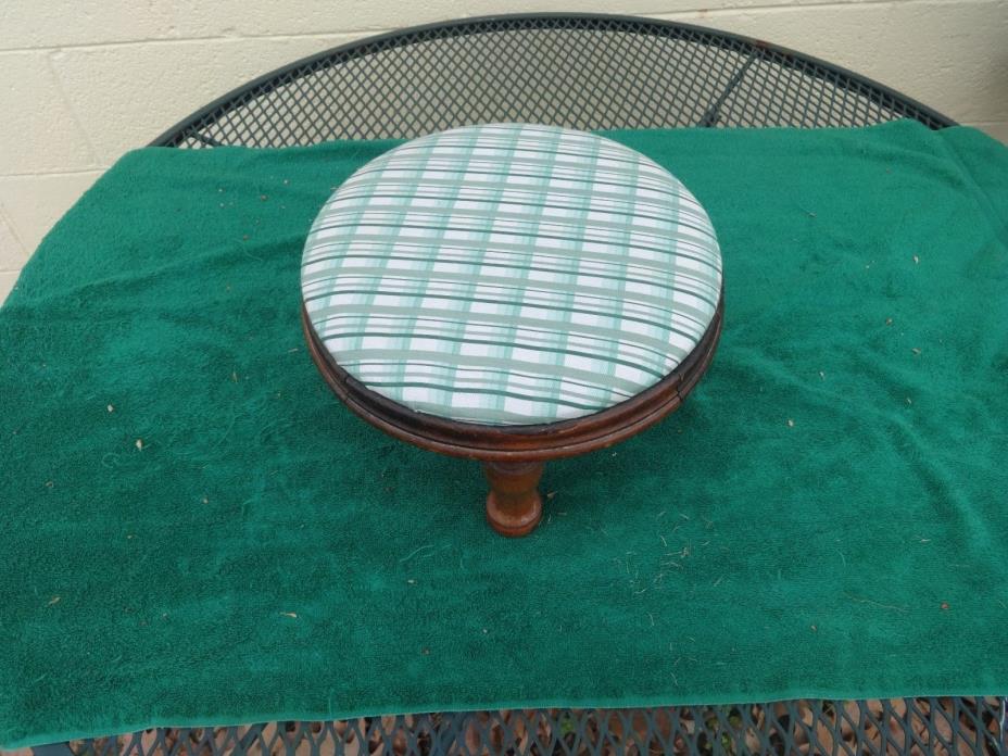 Vintage Wood Foot Stool Upholster  FINE CONDITION