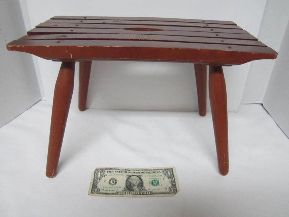 Vintage Milking Foot Stool Seat Wood with cutout ~ Farmhouse Decor Plant Stand