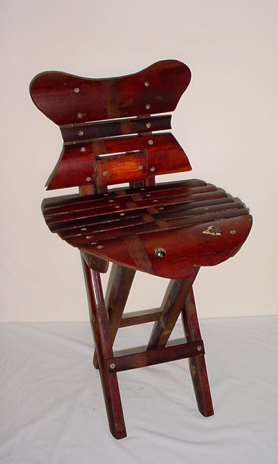 Vtg Teak Folding Stool Fish Eye Fishing Chair Camp Garden 20