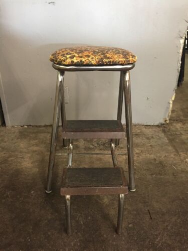 Vintage Comfort Lines Inc Step Stool Chair Chicago ILL Mid Century Modern 24”