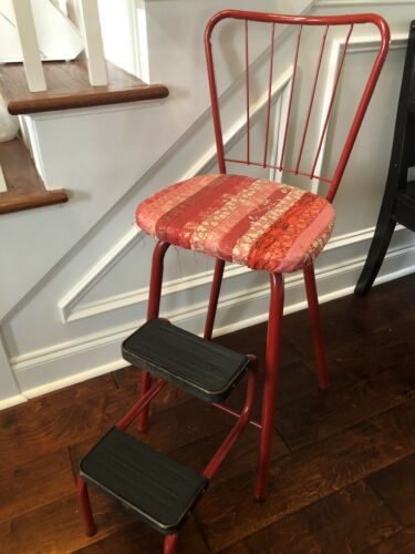 Red Vintage Step Stool Chair